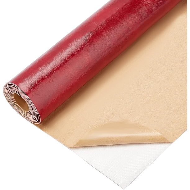 Parche adhesivo de reparación de cuero suave de 11,8 x 53 pulgadas para sofá, asiento de coche, decoración de festivales y hogar (rojo oscuro, 0,1 cm de grosor)