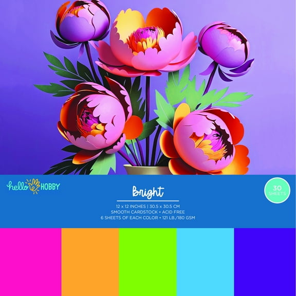 Cardstock Pack - 12 x 12 - Smooth - Brights - 30 Pack