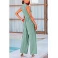 thumbnail image 2 of Wehilion Womens Summer One Piece Sleeveless Mock Neck Wide Leg Pants Rompers With Pockets, 2 of 9