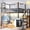 Black/Canopy, variant on Mirightone Queen Loft Bed with Storage Shelves, Metal Loft Bed with Stairs, Heavy Duty High Loft Bed with Wardrobe for Teens Adults, Black