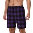 thumbnail image 1 of Fotbe Purple Black Plaid Traje de Baño para Hombre – Shorts de Natación de Secado Rápido con Forro y Bolsillos-Small, 1 of 6