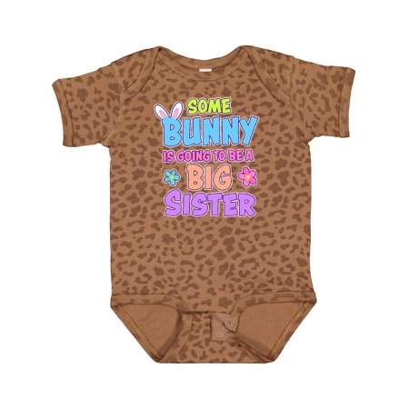 

Inktastic Some Bunny is Going to Be a Big Sister with Bunny Ears and Flowers Gift Baby Girl Bodysuit