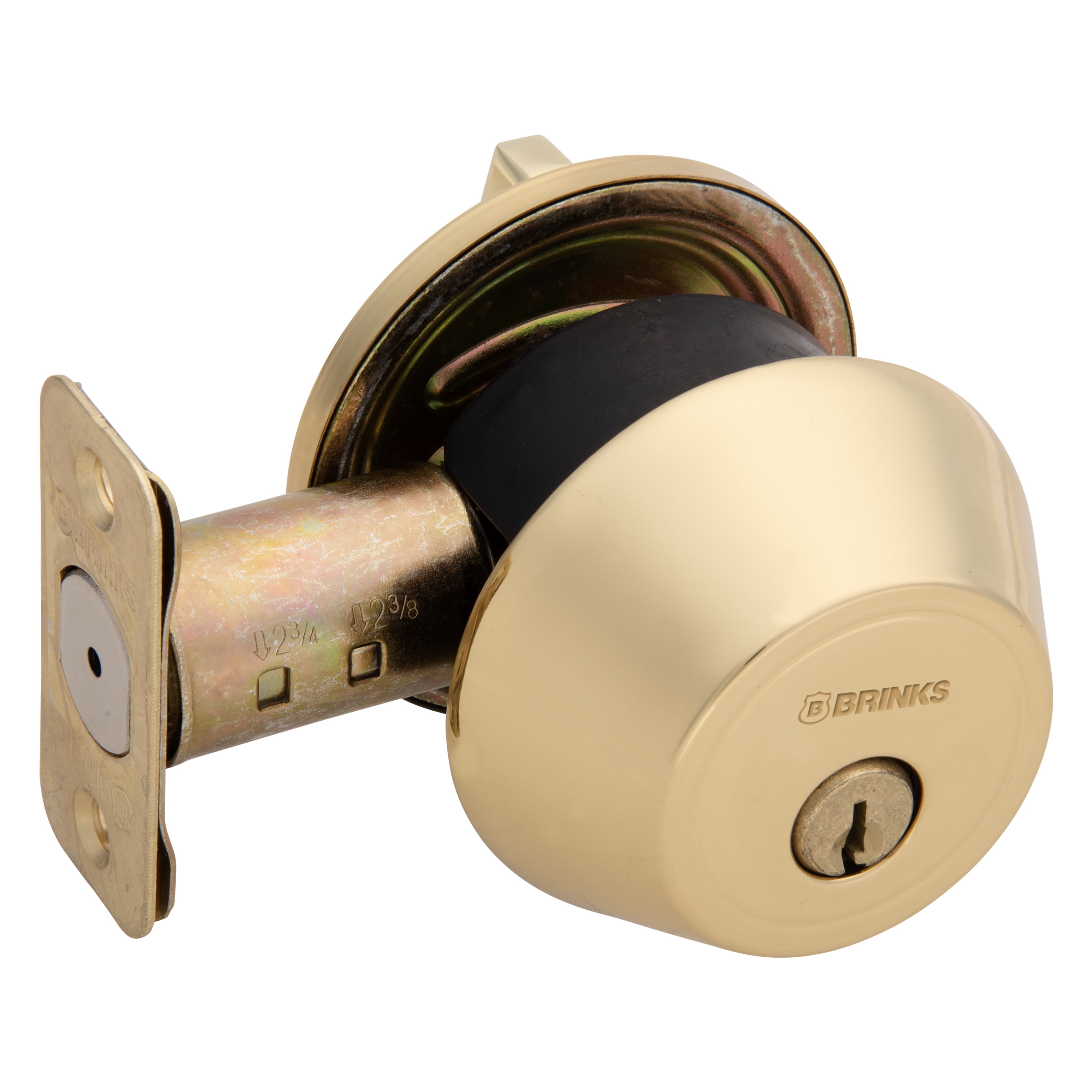 Brinks Single Cylinder Deadbolt Lock, Polished Brass Finish