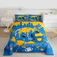 thumbnail image 2 of Manfei American Football Full Size Comforter Sets 3-Piece for Kids Teens, Rugby Helmet Bedding Comforter Set, Blue Orange Graffiti Splash Bedding Sets, Super Cozy Room Decor, 2 of 8