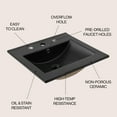 thumbnail image 5 of JONATHAN Y Ancillary 3-Hole 20 in. W x 18.25 in. D Classic Contemporary Rectangular Ceramic Single Sink Basin Vanity Top, Black, 5 of 8