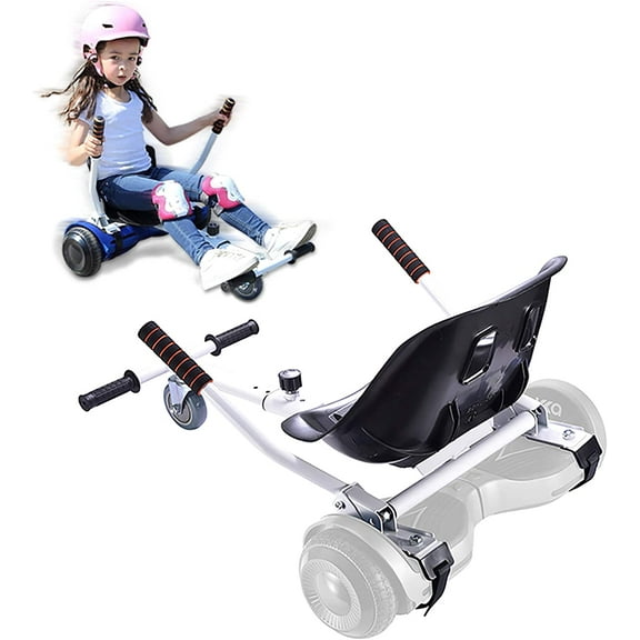 Hoverboard Go Kart Seat Attachment Accessories for Kids Adults, Hoverboard Buggy Attachment with Adjustable Frame for Girls Boys, Transform Hoverboard into a Go Cart, Gift Idea for All Ages, White