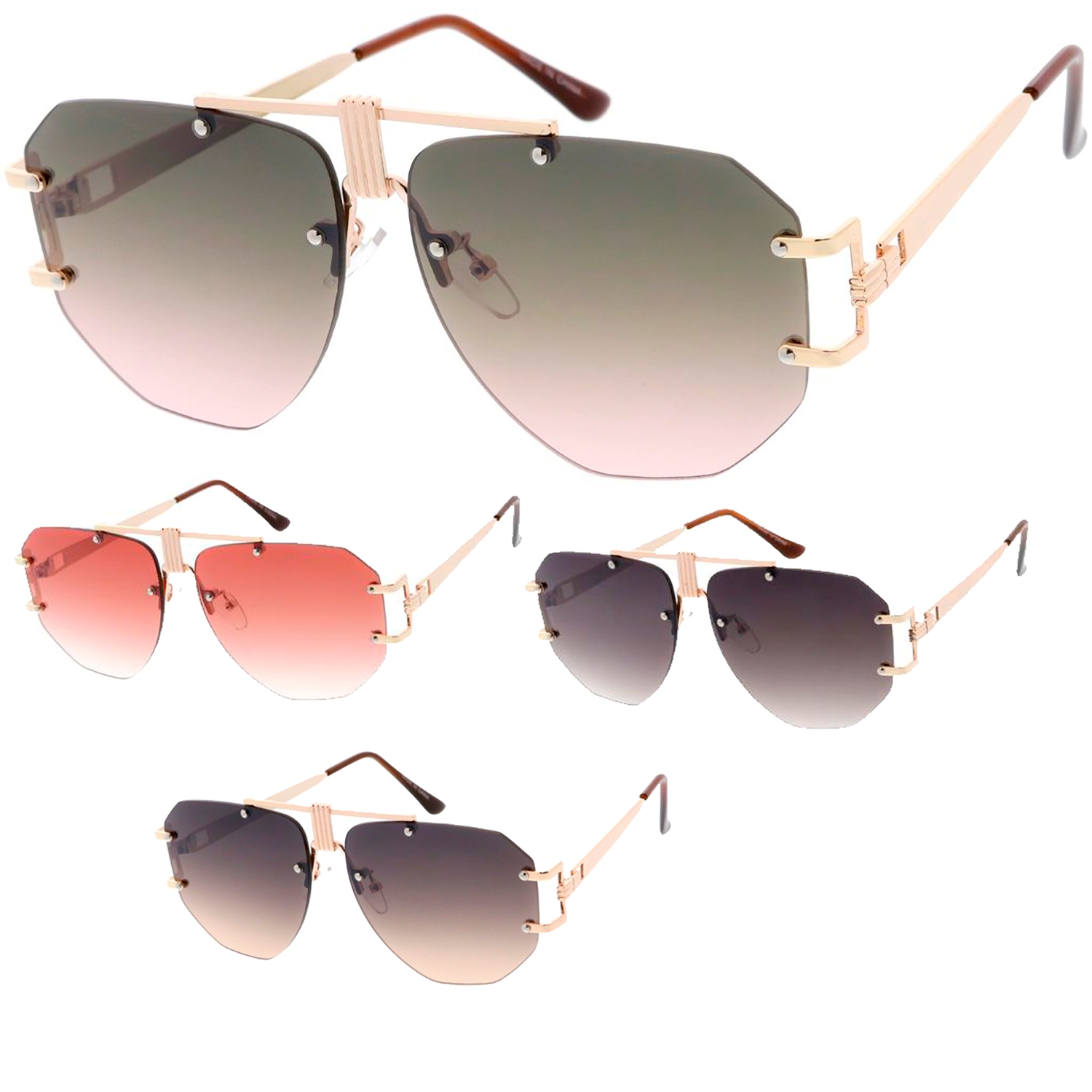Flat Top Sophisticated Candy Lens Fashion Aviator Sunglasses