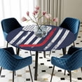 thumbnail image 5 of Elastic Fitted Round Tablecloth, Navy Blue Hockey American Flag Waterproof Stretch Table Cover for 45"-54" Tables, Vintage Abstract US Flag Washable Outdoor Tablecloths for Patio, Picnic, Camping, 5 of 9