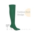 thumbnail image 5 of BLISSFUL STEP Rhinestone Flower Pointed Toe Stiletto Heel Over the Knee High Boots for Women Green 11, 5 of 7