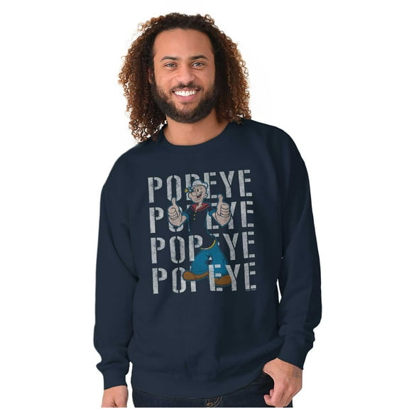 Popeye The Sailor Man On Repeat Retro Sweatshirt for Men or Women Brisco Brands S
