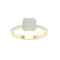 Imperial 3/8 Ct TDW Princess Diamond Double Halo Engagement Ring in 10K Yellow Gold (H-I, I2)