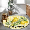 thumbnail image 3 of Yellow Lemon Round Area Rug 3.3Ft Washable Circle Rugs for Dining Room Table, Summer Farmhouse Fruits Birds Leaves Plaid Non-Slip Carpet Floor Mats Indoor Outdoor Carpet Runner Aesthetic Home Decor, 3 of 8