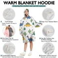 thumbnail image 5 of Wearable Oversized Blanket,White Cartoon Dinosaurs Cacti Pattern Wearable Blanket Hoodie for Adults,Cozy Hooded Blankets with Super Pockets,Super Warm Fuzzy Pullover for Women & Men, 5 of 6