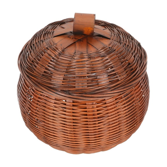 STRANDCHIC Chocolate Wooden Egg Basket with Lid Multi-Function Household Storage Accessory