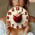 thumbnail image 2 of Vintage Red Apple Wall Clock, Rustic Farmhouse Style with 3D Fruit Design, Kitchen & Dining Room Decor, Charming Timepiece for Country Home & Fruit Lovers, 2 of 7
