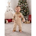 thumbnail image 3 of BemeyourBBs Baby Boy Christmas Romper Striped Santa Collared Long Sleeve Bodysuit, 3 of 9