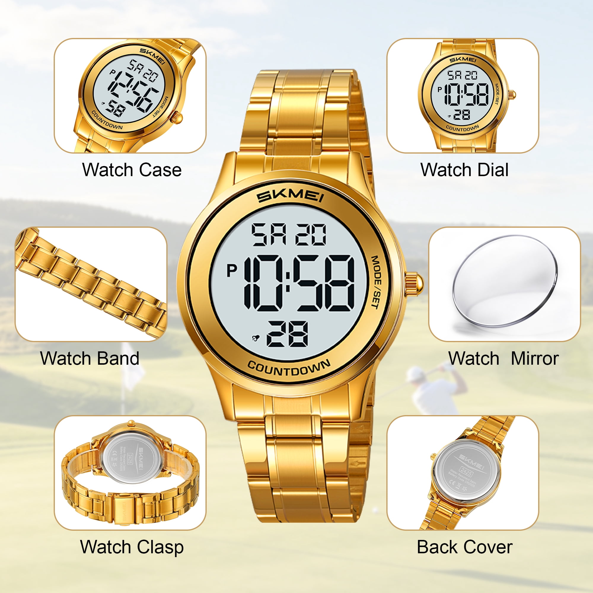 SKMEI Mens Digital Watch Watches Waterproof Outdoor Chronograph Wrist Watches for Men with LED Back Ligh/Date