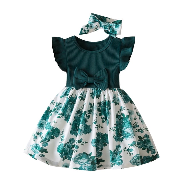 Robe Décontractée pour Bébé Fille à Manches à Volants, Robe Trapèze, Robe d'Été pour Fête d'Anniversaire, Tenue de Jeu, 0-3 Ans
