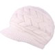 thumbnail image 3 of Gorro de punto cálido de invierno para mujer, gorro holgado con visera, gorro de pico de pato de ala corta cálido de felpa para mujer, blanco, 3 of 5