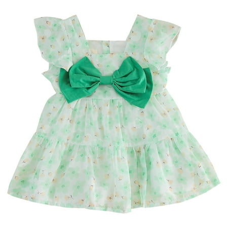

Qufokar Girls Plus Size Dresses Lace Tulle Flower Girl Dress Toddler Girls Short Sleeve Bow Lace Dress Floral Prints Princess Dress Clothes Toddler Wedding Dresses for Girls