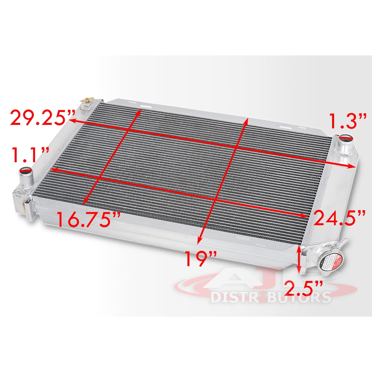 AJP Distributors 3-Row Tri Core Aluminum Radiator Compatible/Replacement For Ford Mustang Fox Body V8 M/T Manual Transmission 1979 1980 1981 1982 1983 1984 1985 1986 1987 1988 1989 1990 1991 1992 1993