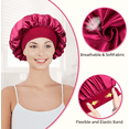 thumbnail image 4 of Gorro de dormir de satén elástico de ala ancha para mujer, gorro de quimioterapia, gorro para el cuidado del cabello de color sólido, 4 of 6