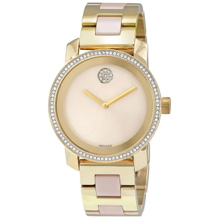 Movado Bold Ceramic Women's Gold Tone PVD Stainless Quartz Watch 3600785