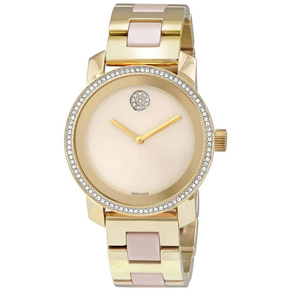 Movado Bold Ceramic Women's Gold Tone PVD Stainless Quartz Watch 3600785