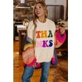 thumbnail image 3 of Thanks Chenille Embroidered Graphic Apricot Sweatshirt | [ZhiHiMeRi] | (US 12-14)L, 3 of 11