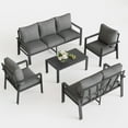 thumbnail image 2 of MRUAKA Aluminum Patio Furniture Set, 7 Pcs Modern Outdoor Sofa Sets, Outdoor Sectional Patio Conversation Set with Coffee Table for Backyard, Poolside, Dark Grey, 2 of 9