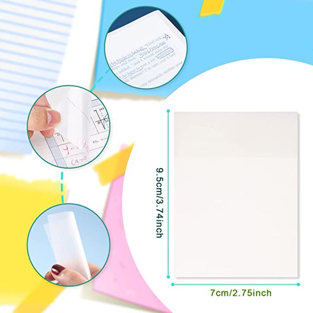 2 Pieces Sticky Notes Transparent Waterproof Writing Notepad for School Office School Students Stationery Pad Study Self-adhesive Notebook