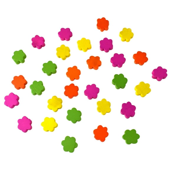Craft Wood Flower Thick-Bits, 5/8-Inch, 30-Piece - Multicolor