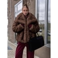 thumbnail image 4 of Female Faux Fur Coat Faux Fur Jacket Long Sleeve Lapel Furry Winter Jackets Parka Short Coat Chocolate Color XS, 4 of 8