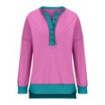 thumbnail image 5 of Luxalzxs Fall Sweatshirts for Women Trendy Loose Fit Casual High Low Hem Split Oversized Sweatshirt Long Sleeve Color Block Button Henley Neck Pullover Tunic Tops Outfits, 5 of 5