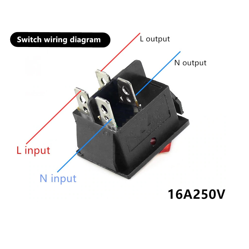 Red Light 4 Pin DPST ON/OFF Snap in Rocker Switch 15A/250V 20A/125V AC A1F4 