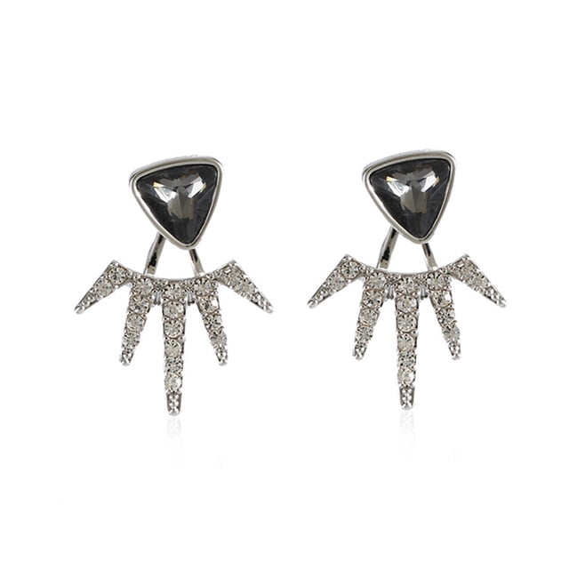 PVCS Personality Earrings Leaves Beautiful Diamond Earrings Irregular Mesh