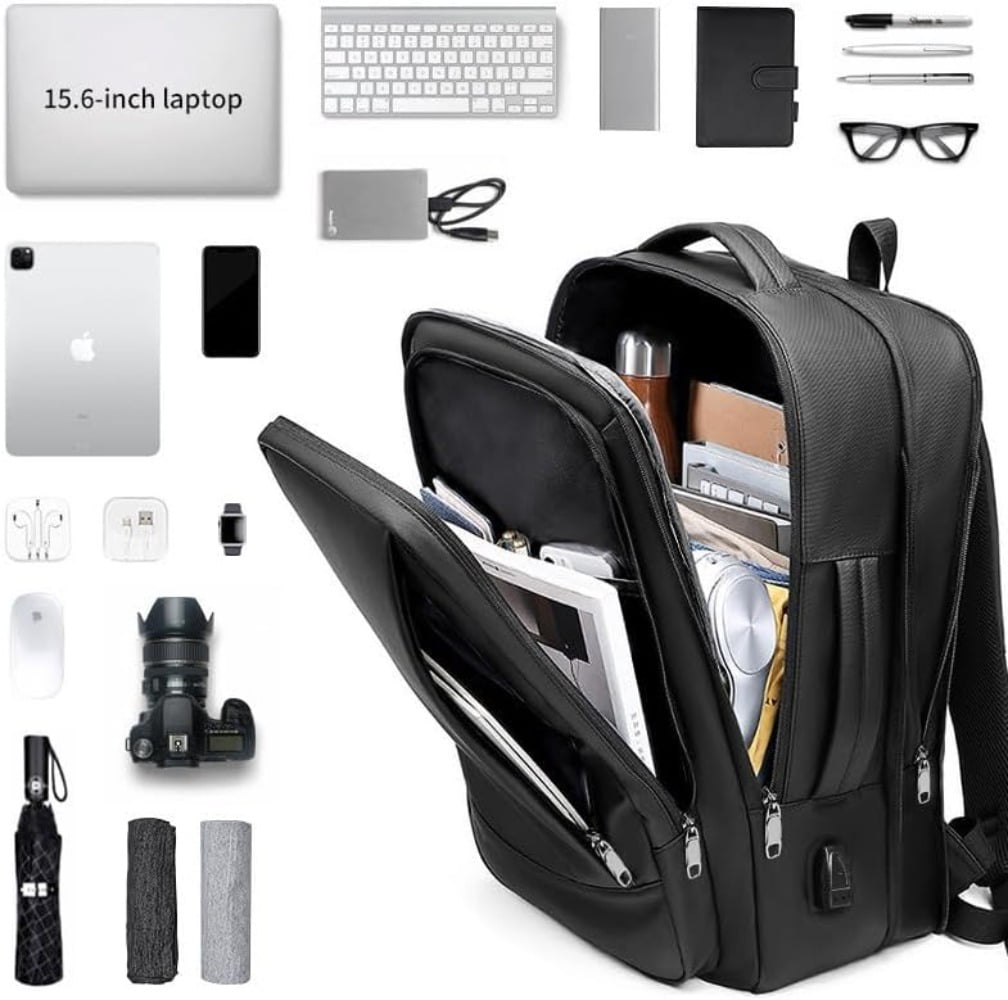 AIGIA 15.6 Inch Business Laptop Backpack Anti Theft Laptops Backpack with USB Charging Port Water Resistant Travel Backpack Computer Bag Gifts for Men