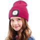 thumbnail image 1 of Gorro Sinhoon con luz para niños, unisex, recargable por USB, manos libres, 4 LED, gorro de punto de invierno con luz nocturna, linterna, regalo para niños y niñas (rojo rosa), 1 of 8