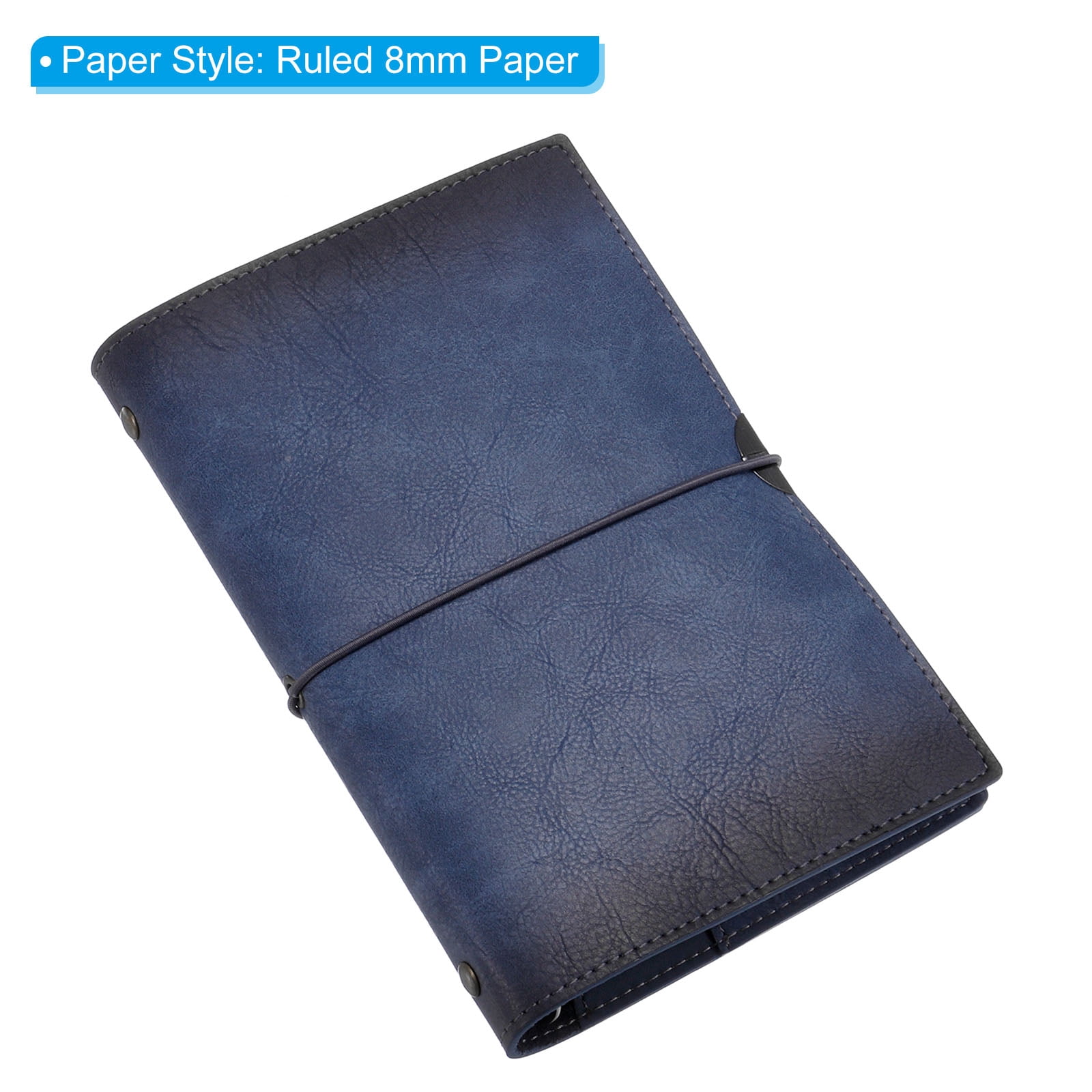 Unique Bargains PU Leather Binder Journal, Refillable Personal Planner Organizer Blue