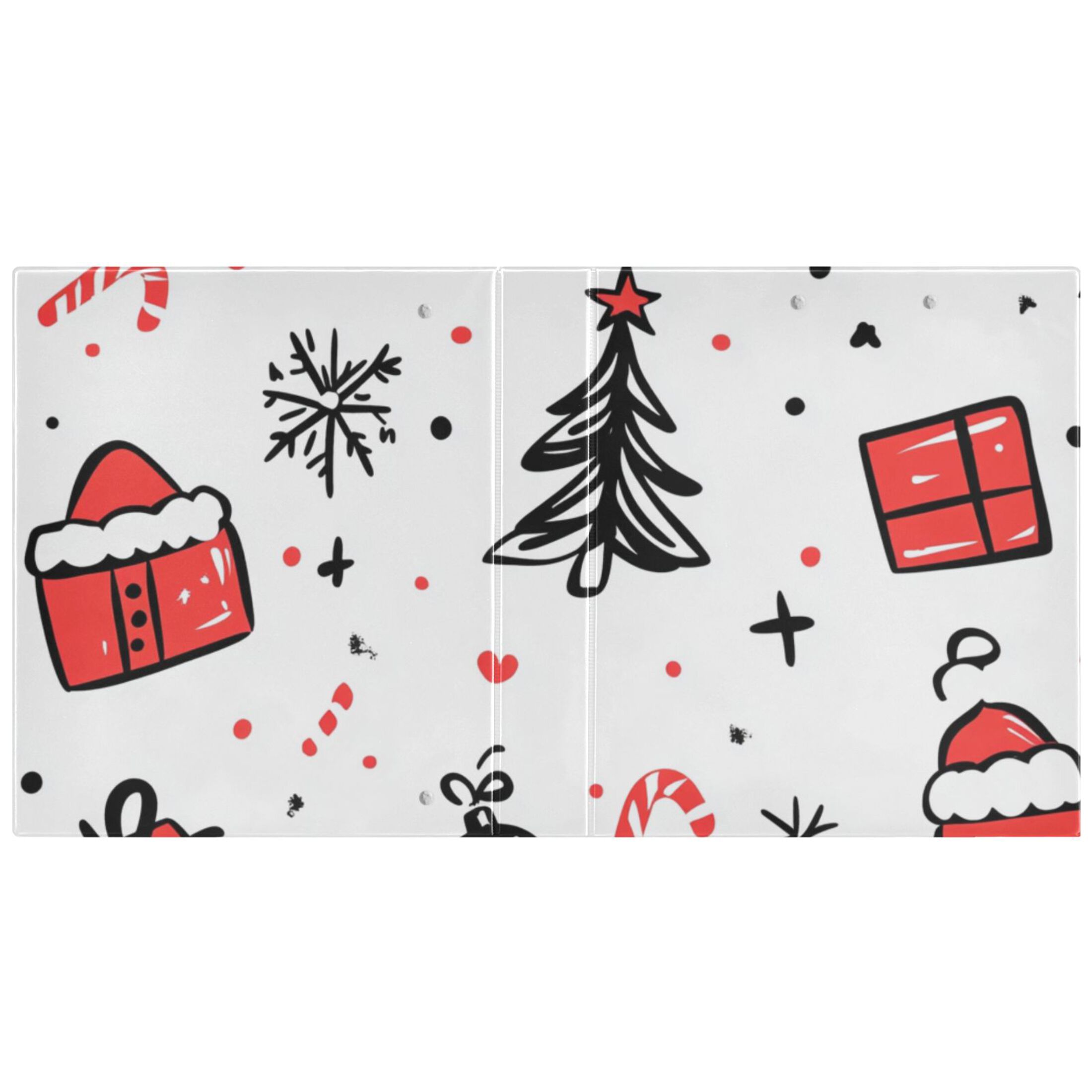 Christmas Doodle 3 Ring Binders 1.5 inch Hardcover File Folders with Interior Pockets A4 Size Organizer for School Office Hospital