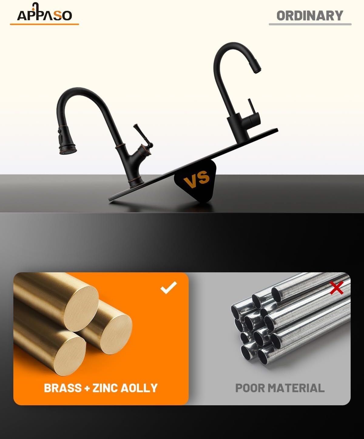 APPASO Pull Down Kitchen Faucet with Sprayer Oil Rubbed Bronze 133ORB