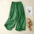 thumbnail image 2 of fheaev Wide Leg Linen Pants For Women Summer Plus Size High Waisted Elastic Waist Loose Cotton Linen Pants With Pockets Lightweight Flowy Pants Trousers, 2 of 6