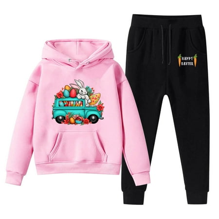 

TJAZFJPA Baby Girl Baseball Outfit Kids Hoodie Sweatshirt and Sweatpants Easter Cartoon Rabbit Prints Pullover Hoodie Set Tracksuit 2 Piece Outfits Halloween Baby Clothes Newborn