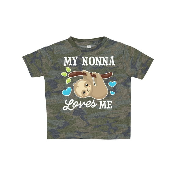 Inktastic My Nonna Loves Me with Sloth and Hearts Gift Toddler Boy or Toddler Girl T-Shirt