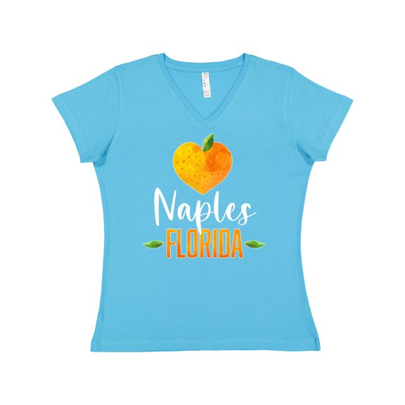 Inktastic Naples Florida Orange in Heart Women's V-Neck T-Shirt