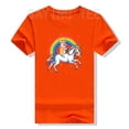thumbnail image 4 of Camiseta con diseño de unicornio Corgi montando dinosaurio T Rex, bonita camiseta para niños, niñas, regalo de arcoíris, camiseta gráfica de galaxia espacial Corgicorn, camisetas estéticas, 4 of 5