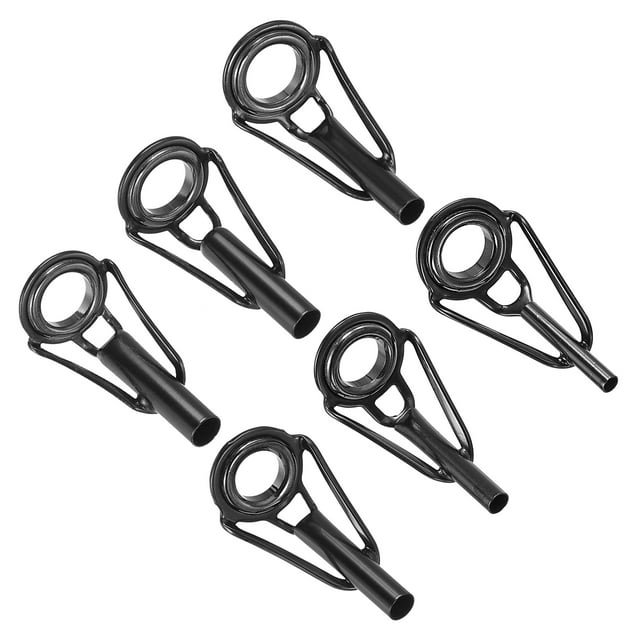 Unique Bargains Kit de Réparation de Pointe de Canne à Pêche en Acier Inoxydable 1.6-4mm, Remplacement de l'Anneau de Canne à Pêche, Noir Lot de 30