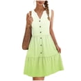 thumbnail image 2 of TaTaai Women's Spring Summer Print Dress V-Neck Sleeveless Button Front Solid Color Loose Casual Midi Long Dress for Daily Home Beach Wear Gift, 2 of 7