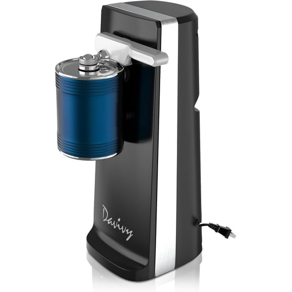 Davivy Electric Can Opener Stainless Steel Tall Automatic Can Opener Knife Sharpener & Bottle Opener (Black)