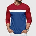 thumbnail image 2 of GuangCheng Mens Color Block,Long Sleeve T-Shirt,Slim Fit,Soft,Pullover,Breathable,Comfortable,Stretch,Casual Tees,Wine,Size S, 2 of 3